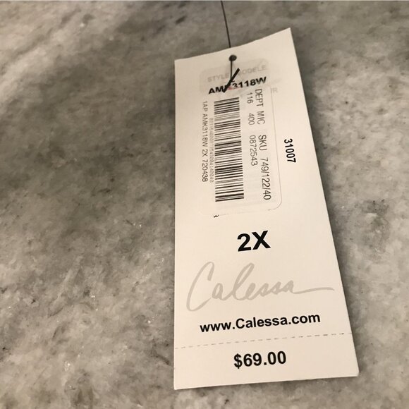 Calessa Shirt Womens 2XL Blue Stripe Boho Patchwork Button Front Roll Tab New - Picture 6 of 10